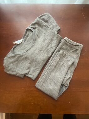 Engel 2T /92 EU Brown Wool Silk Thermal Top & Bottoms Set